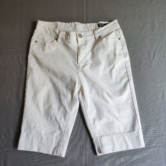 Buffalo Misha jean shorts women's 10X32 white mid-rise straight leg stretch - Picture 1 of 13